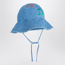  Mini Rodini Light blue denim hat with musical notes