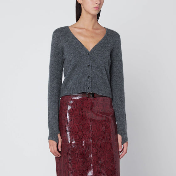 Roberto Collina Short anthracite gray cashmere cardigan