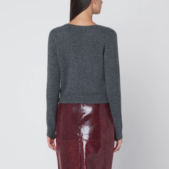 Roberto Collina Short anthracite gray cashmere cardigan