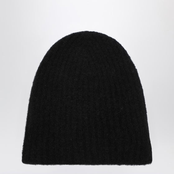 Roberto Collina Black cashmere ribbed beanie