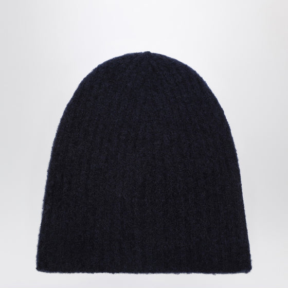 Roberto Collina Cashmere ribbed navy hat
