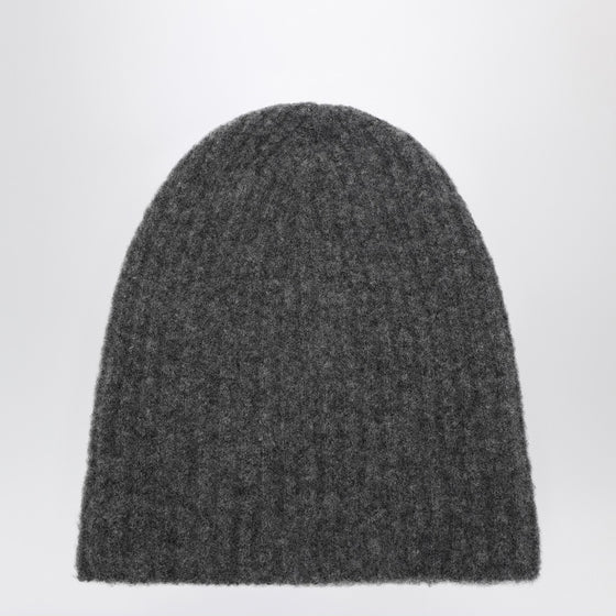 Roberto Collina Charcoal cashmere ribbed beanie
