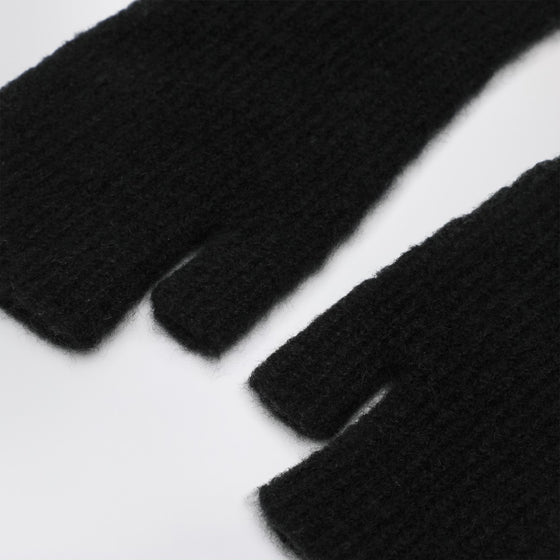 Roberto Collina Long black gloves in cashmere and silk blend