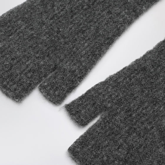 Roberto Collina Long grey gloves in cashmere and silk blend