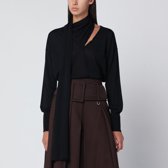Roberto Collina Black sweater with scarf