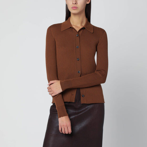 Roberto Collina Tobacco wool cardigan