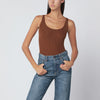 Roberto Collina Tobacco-coloured wool tank top
