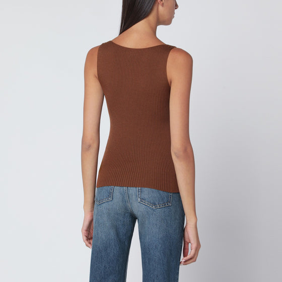 Roberto Collina Tobacco-coloured wool tank top