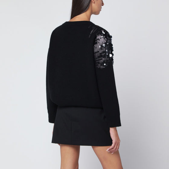 Roberto Collina Black sweater with sequin embroidery