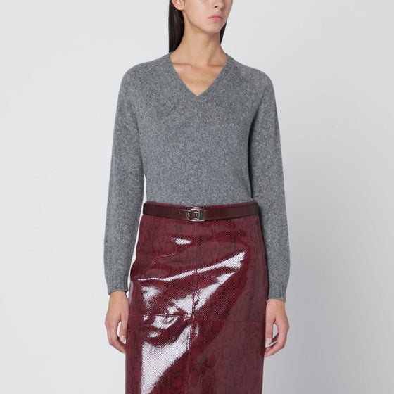 Roberto Collina Gray wool V-neck sweater