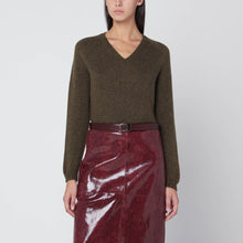  Roberto Collina Military green wool V-neck sweater