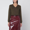 Roberto Collina Military green wool V-neck sweater