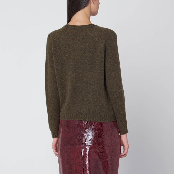 Roberto Collina Military green wool V-neck sweater