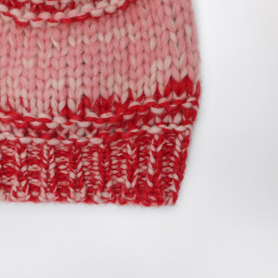 Roberto Collina Red/pink mouliné-effect beanie