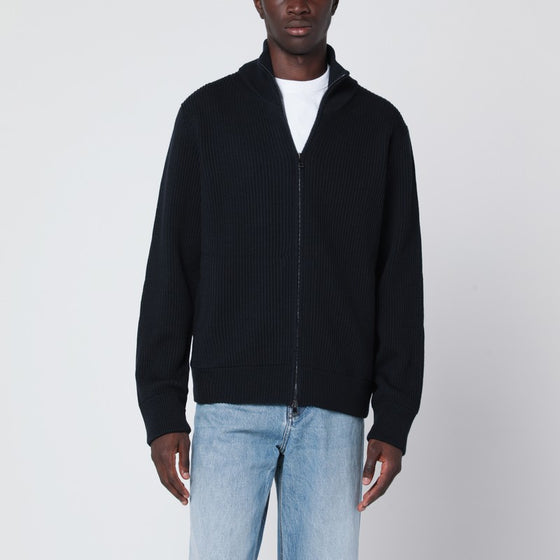 Roberto Collina Navy blue wool zip cardigan