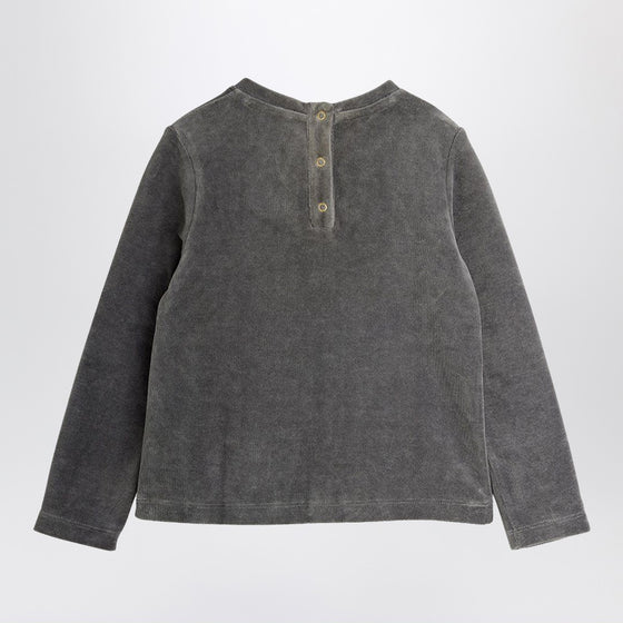 Mini Rodini Grey velvet crew-neck sweater