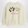 Mini Rodini Ivory sweatshirt with panda and cat print