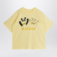  Mini Rodini Light yellow T-shirt with panda and cat print