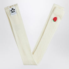  Mini Rodini White openwork tights with embroidered strawberries