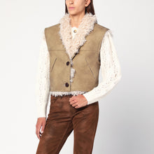  ISABEL MARANT Étoile Taupe vest with shearling-effect lining