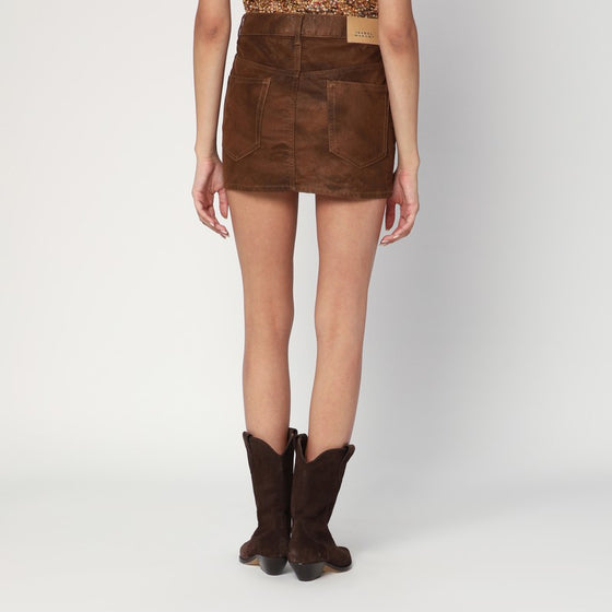 ISABEL MARANT Étoile Brown Kimmy mini skirt in faux leather