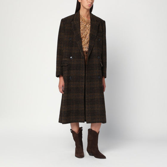 ISABEL MARANT Étoile Kaki checked Lexana double-breasted coat