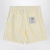 JACQUEMUS White, yellow striped bermuda shorts with logo