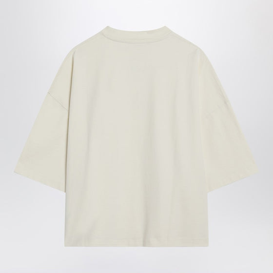 JACQUEMUS Light beige boxy T-shirt with logo