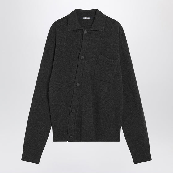 JACQUEMUS Dark grey wool and cashmere cardigan