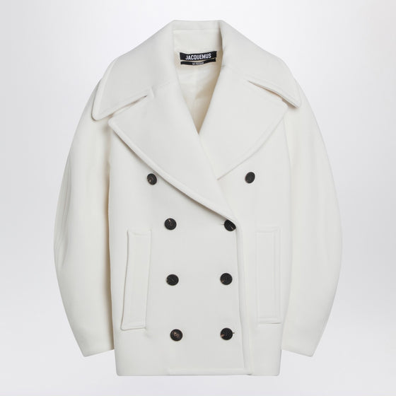 JACQUEMUS White wool double-breasted coat