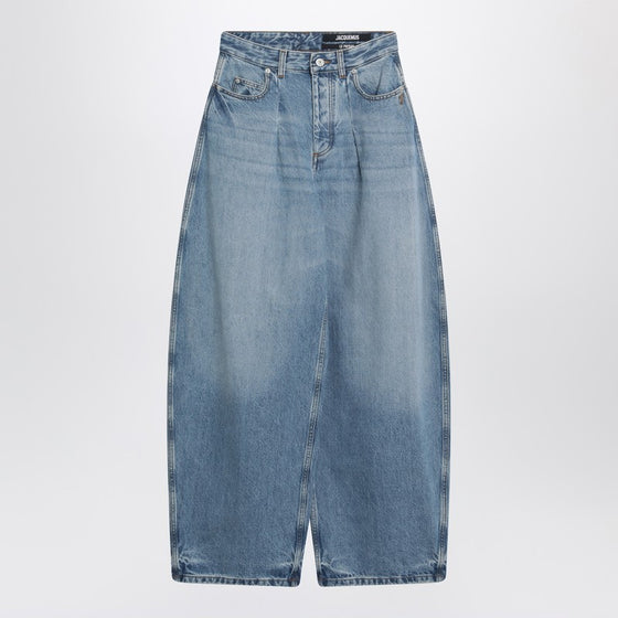 JACQUEMUS Blue Ovalo jeans with curved cut