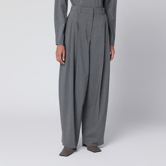 JACQUEMUS Grey pleated wool trousers