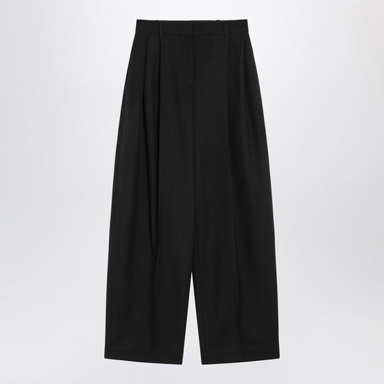 JACQUEMUS Black wide pleated trousers