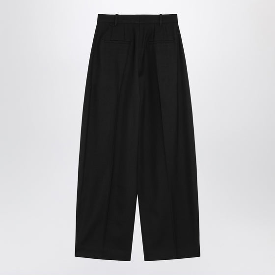 JACQUEMUS Black wide pleated trousers