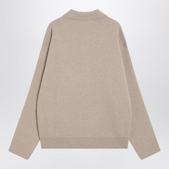 JACQUEMUS Beige wool and cashmere polo sweater