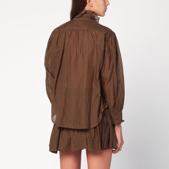 ISABEL MARANT Étoile Kaki Pamias shirt with ruffles