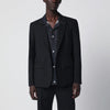 Sacai Black single-breasted jacket with denim insert