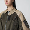 Sacai Khaki green/beige nylon zip jacket