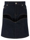 Jean Paul Gaultier Denim Mini Skirt With Cuts And Turn Up Skirt