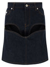 Jean Paul Gaultier Denim Mini Skirt With Cuts And Turn Up Skirt