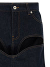 Jean Paul Gaultier Denim Mini Skirt With Cuts And Turn Up Skirt