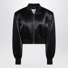  The Attico Black shiny cropped bomber
