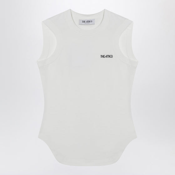 The Attico White tank top with shaped hem
