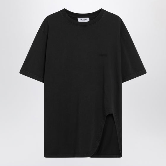 The Attico Black washed T-shirt with shaped hem