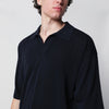 Roberto Collina Navy blue cotton knit polo shirt