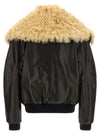 The Attico Shearling Neck Bomber Jacket