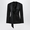 The Attico Black virgin wool tuxedo jacket with satin lapels