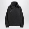 The Attico Dark grey wool and cashmere sweater with zip