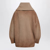 The Attico Camel wool and cashmere sweater with asymmetric zip