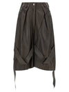 The Attico Brown Leather Bermuda Shorts
